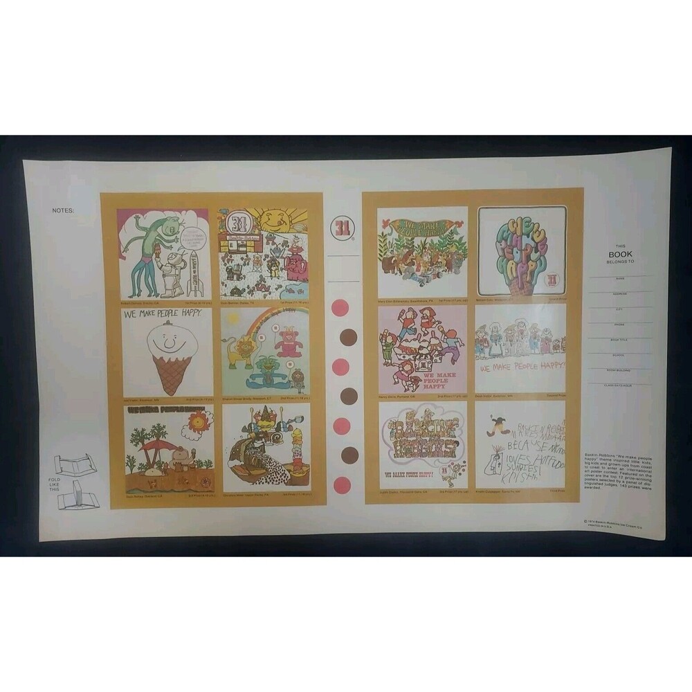 VINTAGE 1974 BASKIN-ROBBINS "We Make People Happy " ICE CREAM BOOK COVER
